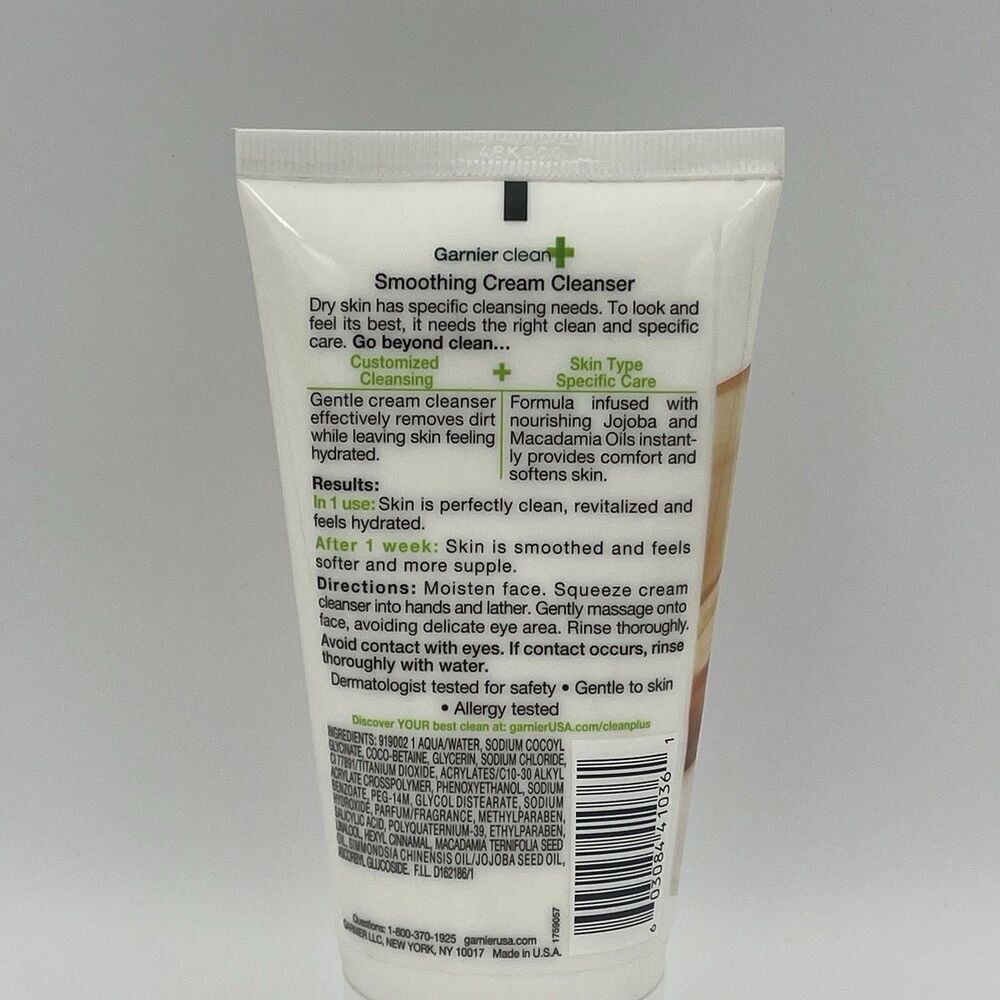 Garnier Clean + Smoothing Cream Cleanser for Dry Skin - 5 Fl Oz / 150 ml - NEW - Picture 5 of 6
